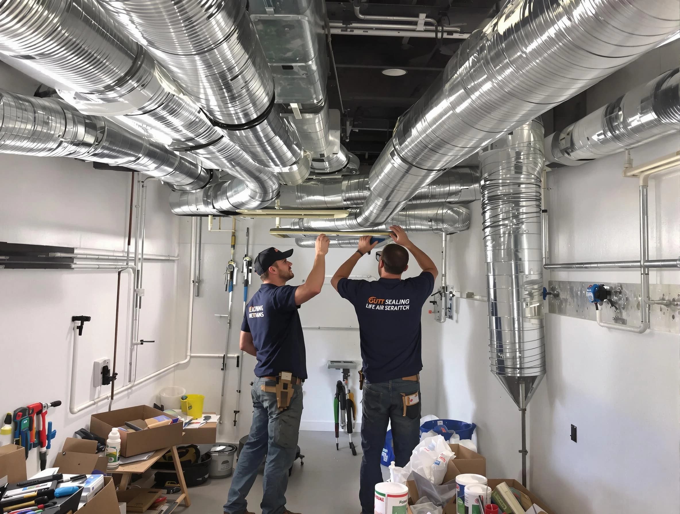 Centerville Air Duct Cleaning technician applying professional duct sealing solutions in Centerville