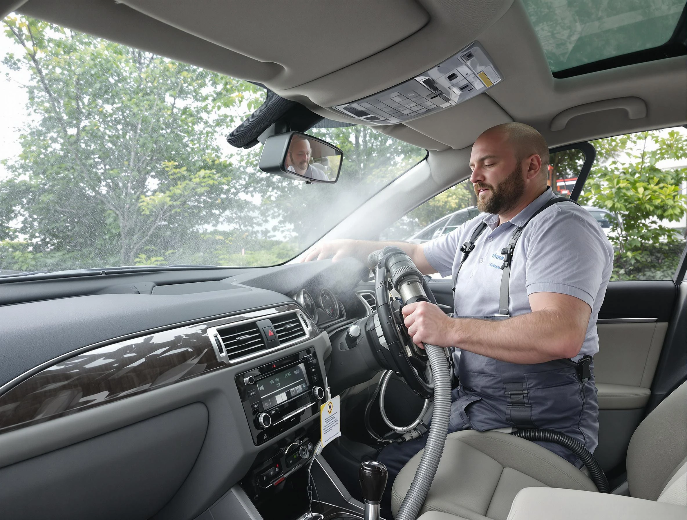 Centerville Air Duct Cleaning specialist performing professional car duct cleaning in Centerville